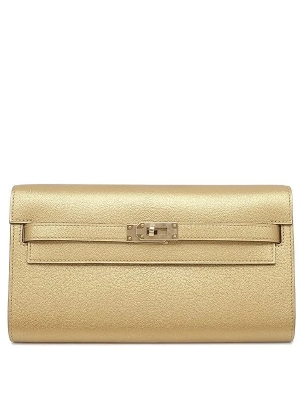 Hermes Wallet Kelly Long to Go Chevre Chamkila Champagne Gold